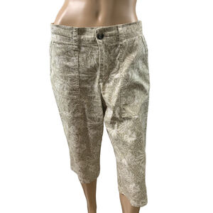 Lee Women's Capri Pants Med Beige White Floral Coastal Resort Vacation Tropical